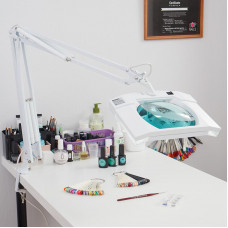 Лупа на струбцине квадратная 3D с подсветкой, 150х180мм, белая REXANT