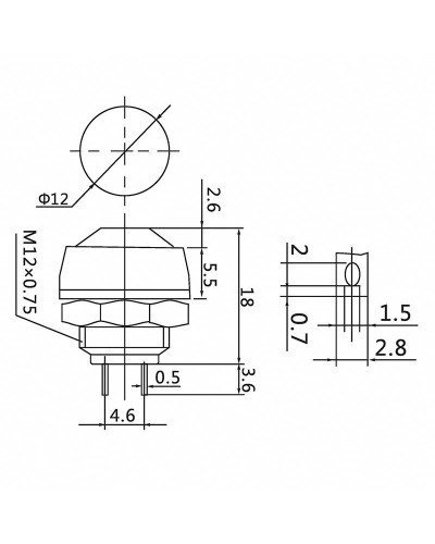 Выключатель-кнопка 250V 1А (2с) OFF-(ON) Б/Фикс красная Micro (PBS-33В) REXANT