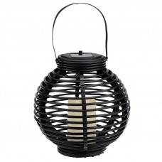 Декоративный фонарь на солнечной батарее 20х20х22 см, черный плетеный корпус, теплый белый цвет свечения NEON-NIGHT