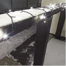 Гирлянда Нить управляемая 10м 100 LED ТЕПЛЫЙ БЕЛЫЙ черный ПВХ IP65 свечение с динамикой 230В нужен контроллер 217-204 NEON-NIGHT