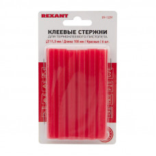 Стержни клеевые Ø11мм, 100мм, красные (6 шт/уп), блистер REXANT