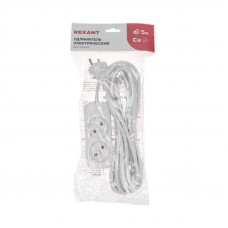 Удлинитель STANDARD 2 гнезда, 5м, 2х1,0мм², б/з, белый REXANT