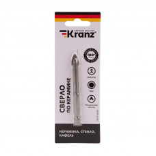 Сверло по стеклу и керамике 8 мм, 2 грани, шестигранный хвостовик Kranz