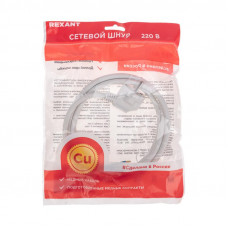 Шнур электрический с вилкой ПВС 3х1,5 мм² 2м белый REXANT