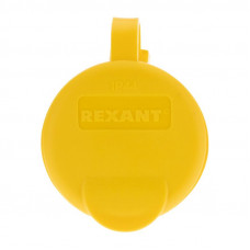 Розетка влагозащищенная переносная с крышкой 1 гнездо, с/з, 16А, IP54, каучук, желтая REXANT