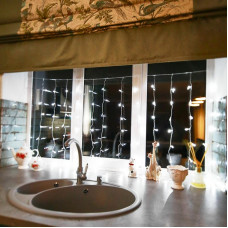 Гирлянда Светодиодный Дождь 1,5х1м, свечение с динамикой, прозрачный провод, 230 В, диоды БЕЛЫЕ