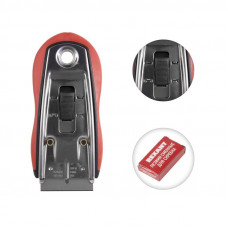 Скребок с выдвижным лезвием, обрезиненный корпус, 5 запасных лезвий в комплекте REXANT