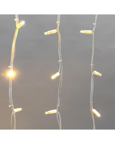 Гирлянда светодиодная Бахрома (Айсикл) 4,0х0,6м 128 LED ТЕПЛЫЙ БЕЛЫЙ белый каучук 3,3мм IP67 эффект мерцания 230В нужен блок 315-001 NEON-NIGHT
