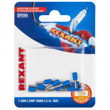 Наконечник штыревой втулочный изолированный F-8 мм 2.5 мм² (НШВи 2.5-8 / Е 2,5-8 / E2508) синий, в упак. 10 шт. REXANT