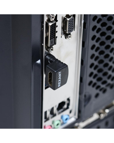 Переходник штекер HDMI - гнездо HDMI, угловой REXANT