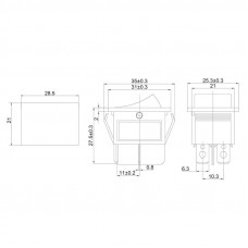 Выключатель клавишный 250V 15А (4с) ON-OFF черный (RWB-501, SC-767) REXANT
