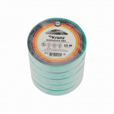 Изолента ПВХ 0,13х15мм, 25м, зеленая KRANZ