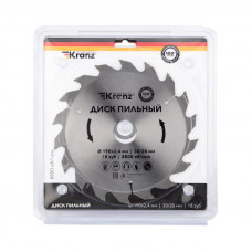 Диск пильный 190 мм х 18 зуб х 30/20 мм KRANZ