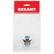 Индикатор металл Ø16 12В подсв/синяя LED (GQ16F-D)  REXANT
