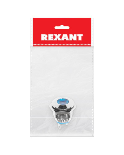 Индикатор металл Ø16 12В подсв/синяя LED (GQ16F-D)  REXANT