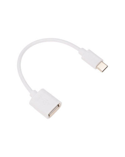 Кабель USB OTG, шт. Type-C – гн. USB-А, 2,4A, 0,15м, ПВХ, белый REXANT