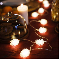 Гирлянда светодиодная Шишки 1,5 м, 10 LED, прозрачный ПВХ, цвет свечения теплый белый, 2 х АА (батарейки не в комплекте) NEON-NIGHT