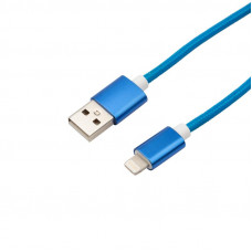 Кабель USB-A – Lightning для Apple, 2,4A 1м, в синей нейлоновой оплетке REXANT
