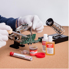 Набор К1 для пайки, универсальный (припой, флюс ПК, флюс СКФ, канифоль, медная оплетка) REXANT