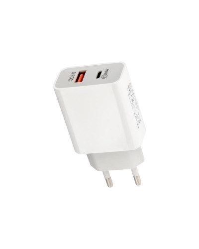 Сетевое зарядное устройство REXANT USB-A+USB-C адаптер, 18W белое