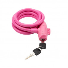 Замок тросовый взломостойкий для велосипедов и колясок с ключом 150см розовый ЧЕТЫРЕ СЕЗОНА