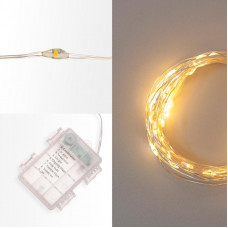 Гирлянда Роса 10м, 100LED, теплый белый, IP44, на батарейках 3хАА, с пультом 8 режимов NEON-NIGHT