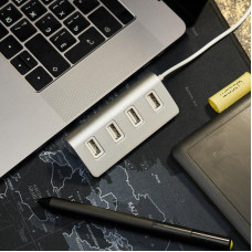 Разветвитель REXANT 4 USB-port серебристый
