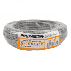 Кабель витая пара омедненный, F/UTP, CCA, CAT 5e, PVC, 4PR, 24AWG, INDOOR, SOLID, серый, 25м PROconnect