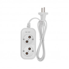 Удлинитель 2 гнезда, 1,5м, 2х0,75мм², б/з, белый PROconnect