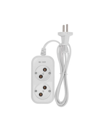 Удлинитель 2 гнезда, 1,5м, 2х0,75мм², б/з, белый PROconnect