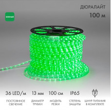 Дюралайт LED двухжильный 230В 13мм 36 LED/м ЗЕЛЕНЫЙ постоянное свечение модуль 1м бухта 100м NEON-NIGHT