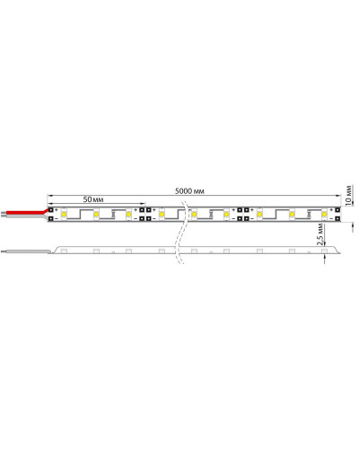 Лента светодиодная 12В, SMD2835, 4,8Вт/м, 60 LED/м, 6500K, 8мм, 5м, IP20 LAMPER
