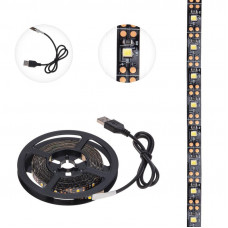 Лента светодиодная 5В, SMD2835, 4,8Вт/м, 60 LED/м, 2700K, 8мм, 3м, с USB коннектором, черная, IP20 LAMPER