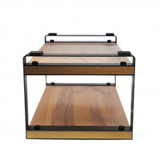 Полка-органайзер для кухни, двухъярусная, дуб Вотан, черная REXANT