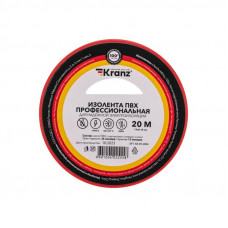 Изолента ПВХ профессиональная, 0,18х19мм х 20м, красная KRANZ