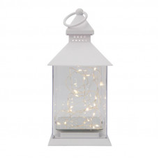 Декоративный фонарь с росой, белый корпус, размер 10,7х10,7х23,5 см, цвет теплый белый