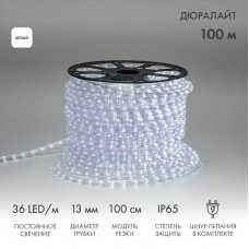 Дюралайт LED двухжильный 230В 13мм 36 LED/м БЕЛЫЙ постоянное свечение модуль 1м бухта 100м NEON-NIGHT Эконом