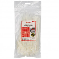 Стяжка нейлоновая Профессиональная 200x7,5мм, белая (100 шт/уп) REXANT