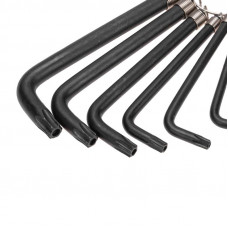 Набор ключей имбусовых TORX KRANZ T10-T50, CrV, 9 шт., оксидированные, на кольце