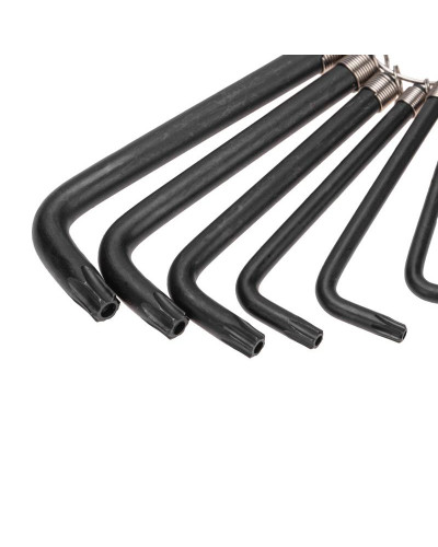 Набор ключей имбусовых TORX KRANZ T10-T50, CrV, 9 шт., оксидированные, на кольце