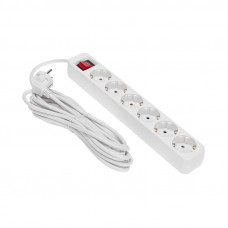 Удлинитель STANDARD 6 гнезд, 5м, 3х1,0мм², с/з, с выключателем, белый REXANT