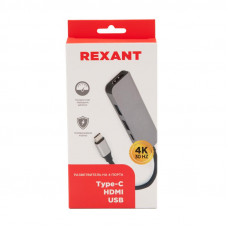 Разветвитель USB Type-C на 4 порта: 1xHDMI/2xUSB/1xType-C PD REXANT