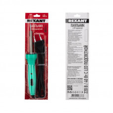 Паяльник долговечное жало, LED подсветка, 40Вт, 220В, блистер REXANT