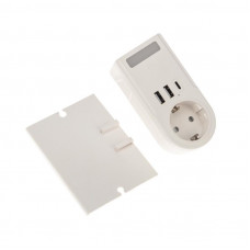 Адаптер USB многофункциональный (2хUSB-A, USB-С, розетка 220-250В) с подсветкой и подставкой для телефона REXANT