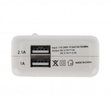 Сетевое зарядное устройство 2xUSB,  переходник+адаптер (СЗУ) (5 V, 2100 mA+1000 mA) REXANT