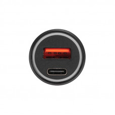 Автозарядка в прикуриватель АЗУ USB-A (QC 3.0)+USB-C (PD), 38Вт черная REXANT