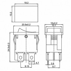 Выключатель клавишный 250V 6А (4с) ON-OFF черный Mini (RWB-208, SC-768) REXANT