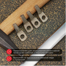 Наконечник медный луженый ТМЛ 6-6-4 (6мм² - Ø4мм) ГОСТ 7386-80 (в упак. 100шт) REXANT