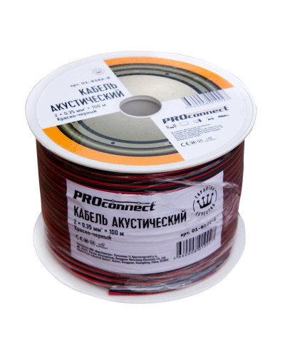 Кабель акустический 2х0,35мм², красно-черный, 100м PROconnect