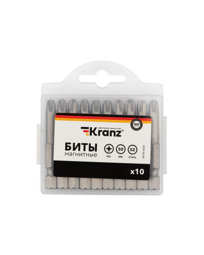 Бита PZ3х50 мм для шуруповерта (упак. 10 шт.) Kranz